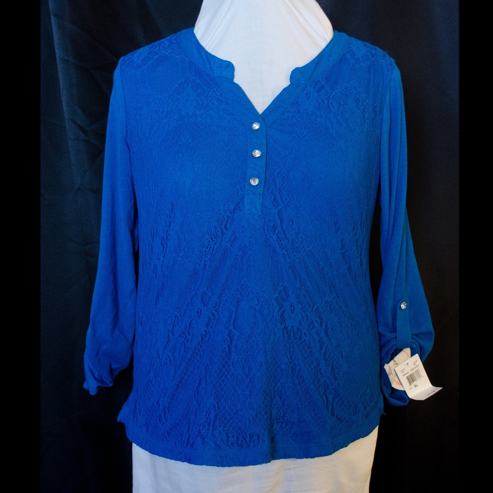 NWT Self Esteem long sleeve lace blouse
